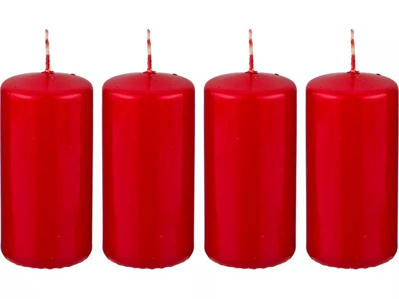 Набор свечей 4шт 10х5см красный лакир. парафин арт.348-446 по цене 
