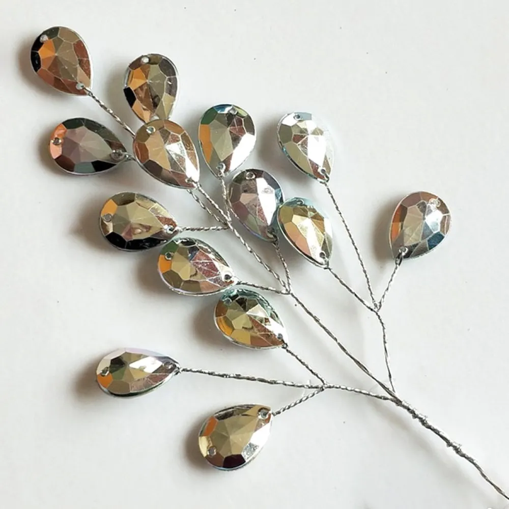 Изделие декоративное Вставка с кристаллами 16см, серебряный арт.к000013892 по цене 