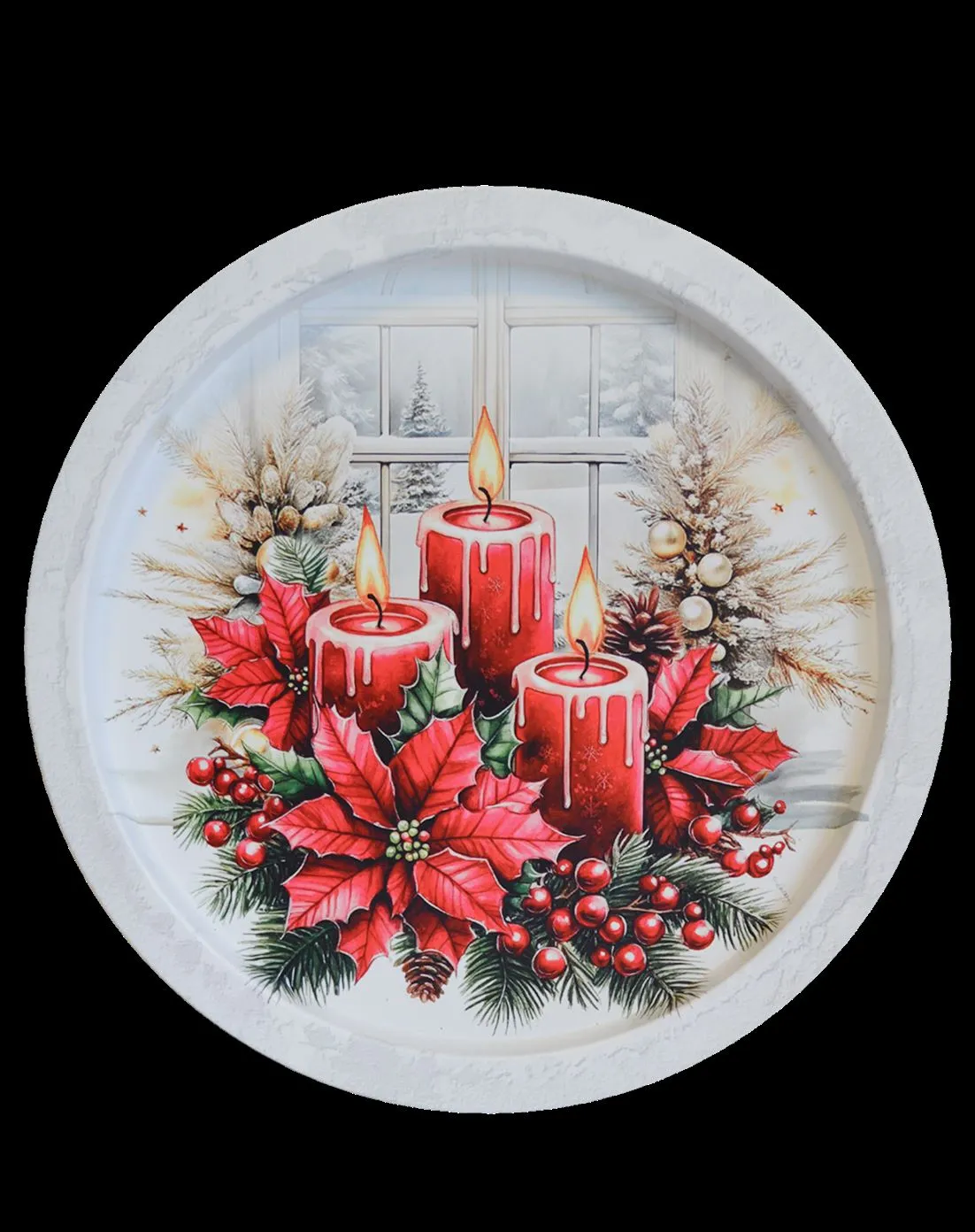 Поднос Рождественская звезда 28,2 х 1,6см, металл арт.PD175 по цене 