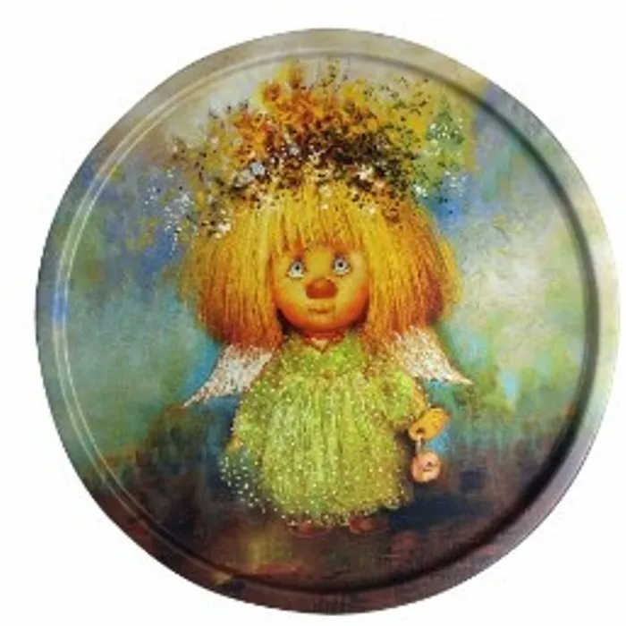 Поднос Ангел хорошего настроения 20х0,4см, металл арт.PD027 по цене 