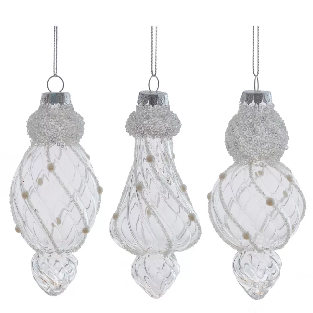 Украшение новогоднее Фигурная сосулька 5,5х5,5х13см 3в., стекло арт.805687 по цене 