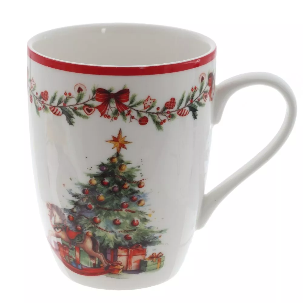 Кружка Нарядная елочка с лошадкой-качалкой 350мл, фарфор арт.826301 по цене 