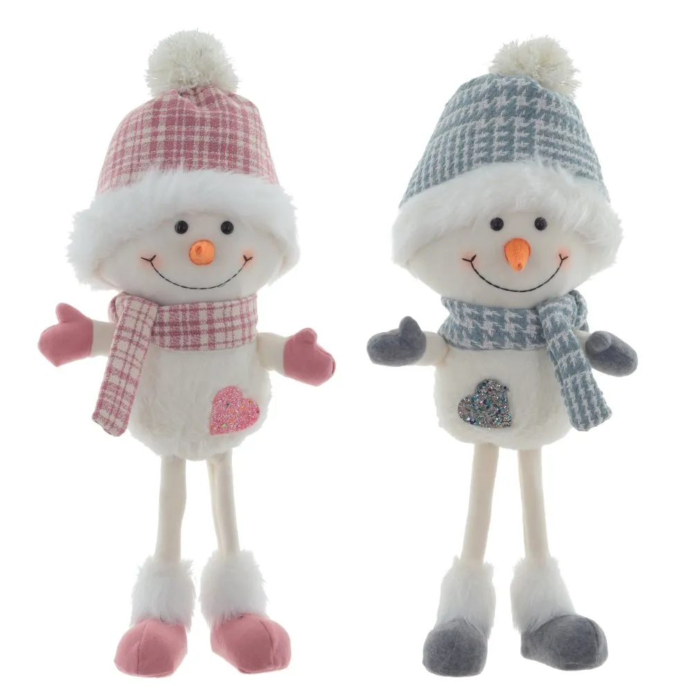 Игрушка набивная Снеговик на ножках в шапке 27х18х58см 2в по цене 