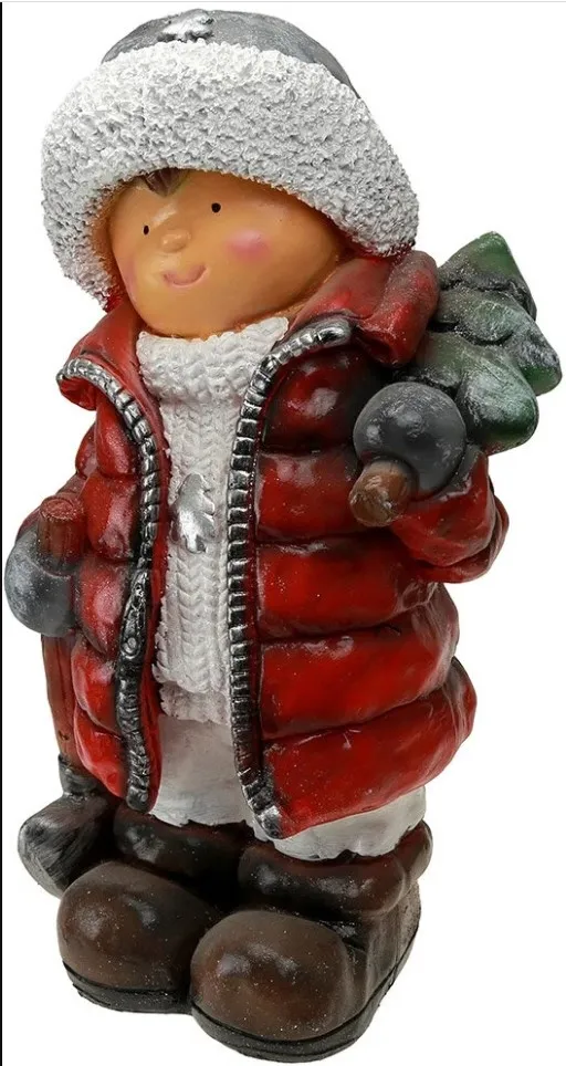 Фигура декоративная Мальчик несет елочку Н-49см полистоун арт.НФ322 по цене 