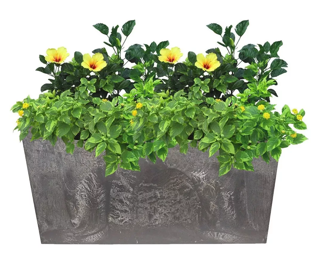 Кашпо балконное прямоугольное Гриншип 55л 79x24,5x39,5см, пластик, серый по цене 