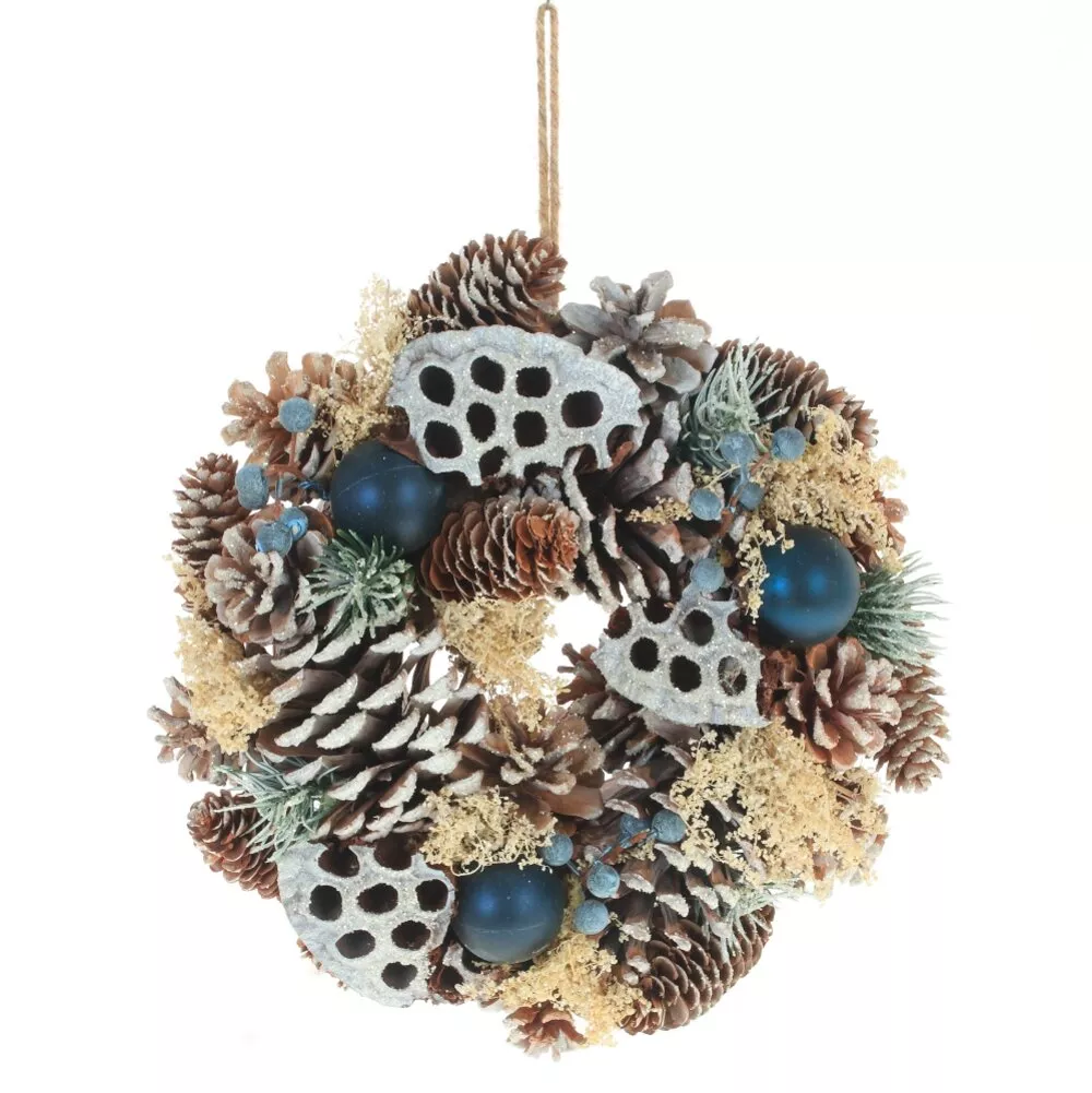 Изделие декоративное Венок шишки золотой 26х8х26см по цене 