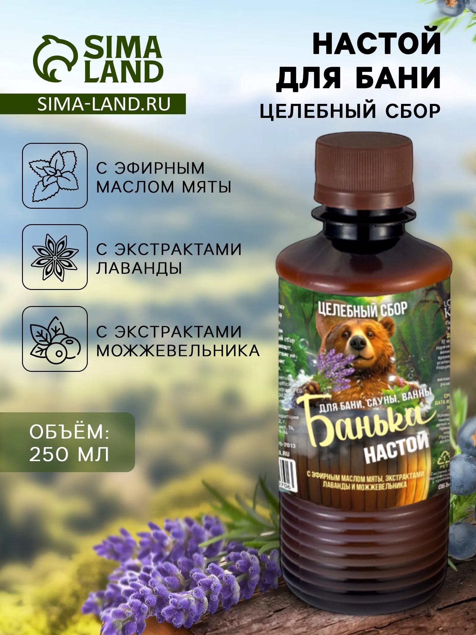 Настой для бани целебный Лаборатория Катрин с эфирным маслом мяты 250мл 794545 по цене 