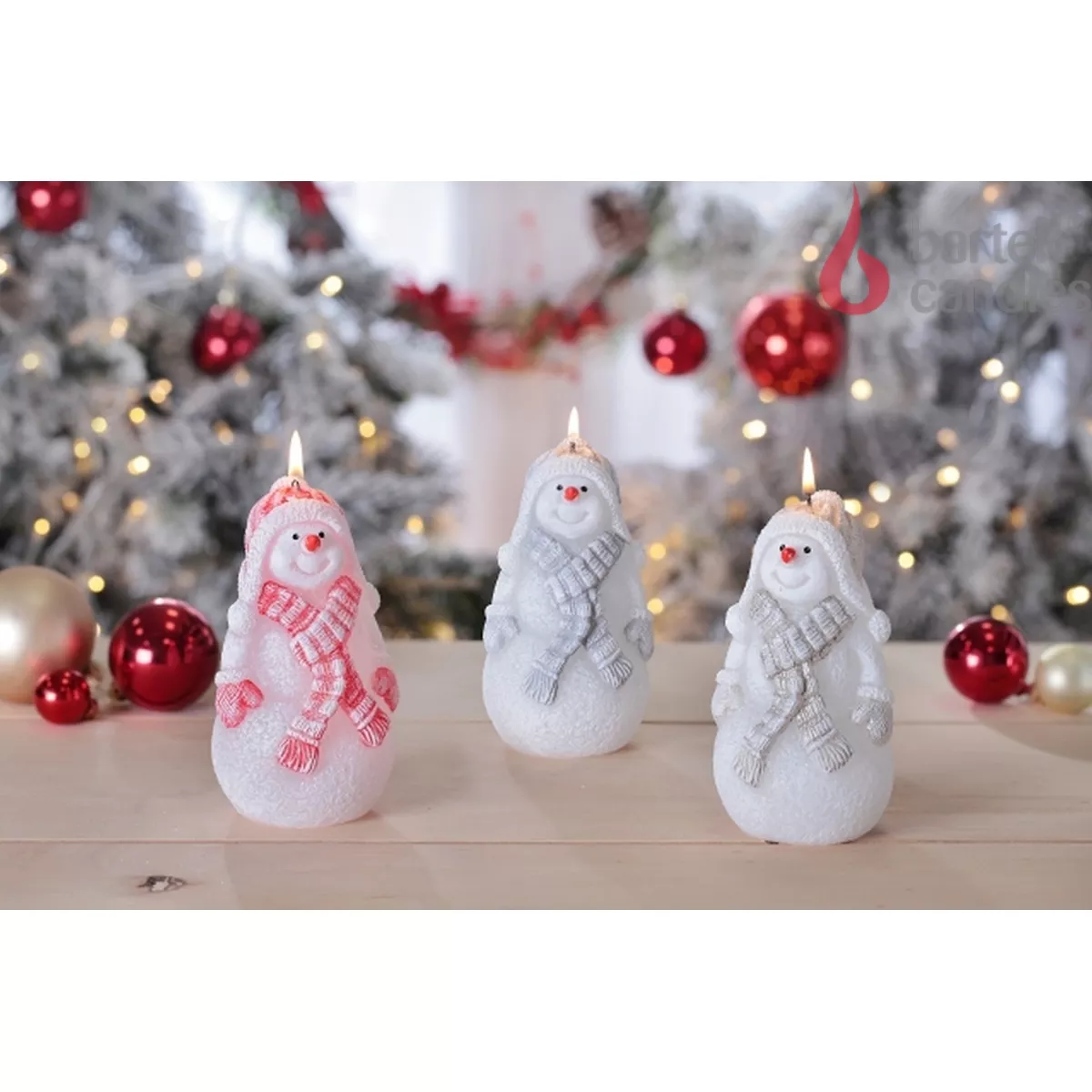 Свеча Снеговик в шарфике, фигурка в боксе микс 13см по цене 