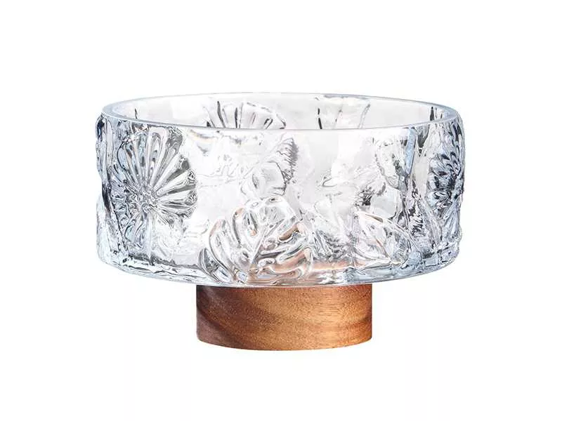 Конфетница Флора 650мл, стекло/акация арт.750-007 по цене 