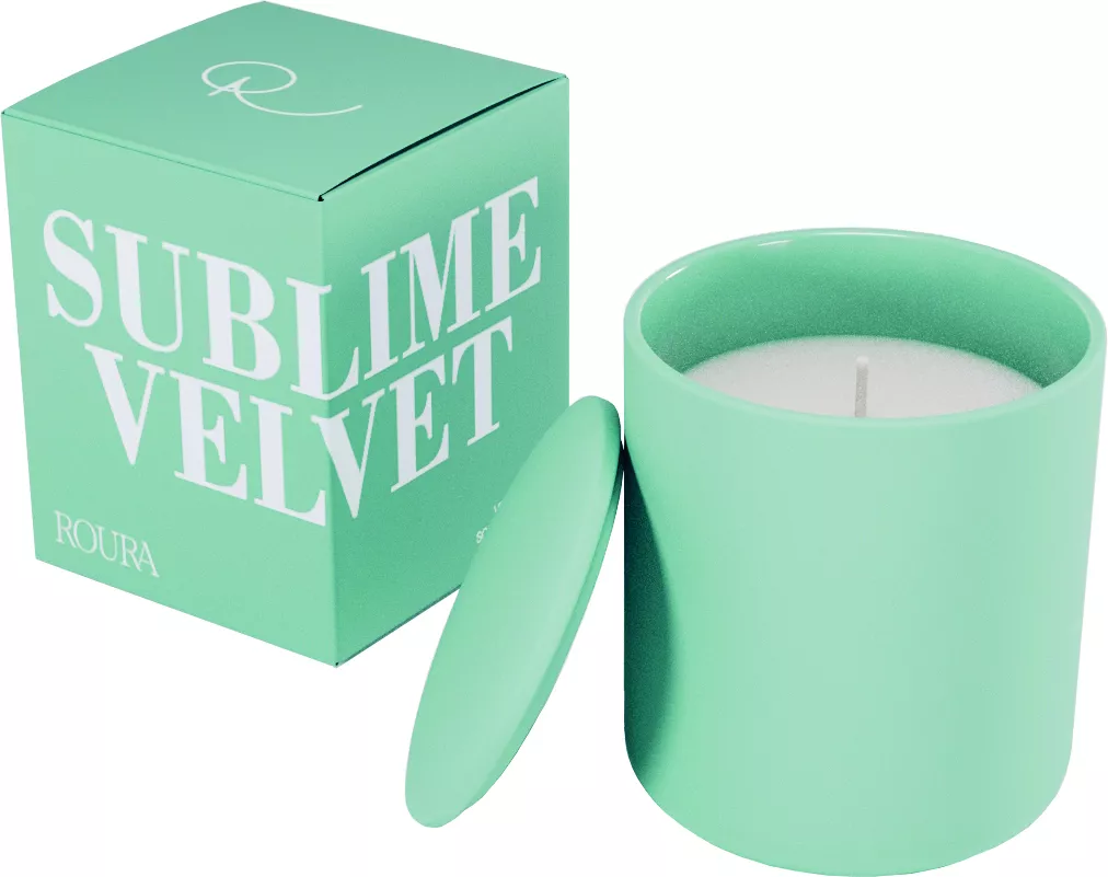 Свеча ароматическая в стакане Зеленый фарфор с крышкой Возвышенный бархат 40ч горения арт.333222.251 по цене 