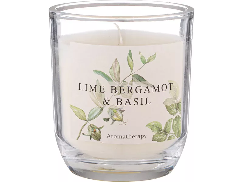 Свеча ароматизированная в стакане Лайм, Бергамот и Базилик 7,5х8,5см арт.625-120 по цене 