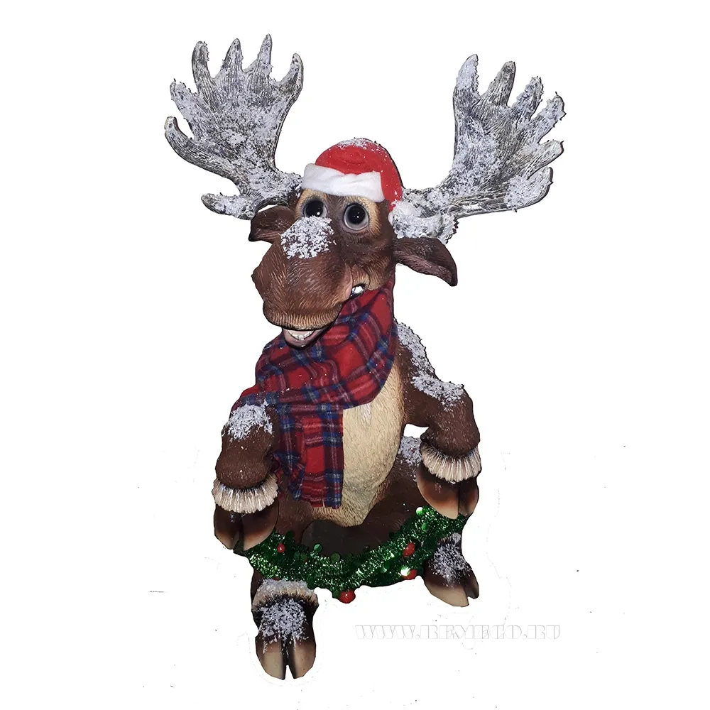 Фигура декоративная садовая Лось новогодний в шарфе, полистоун 55х42х80см по цене 