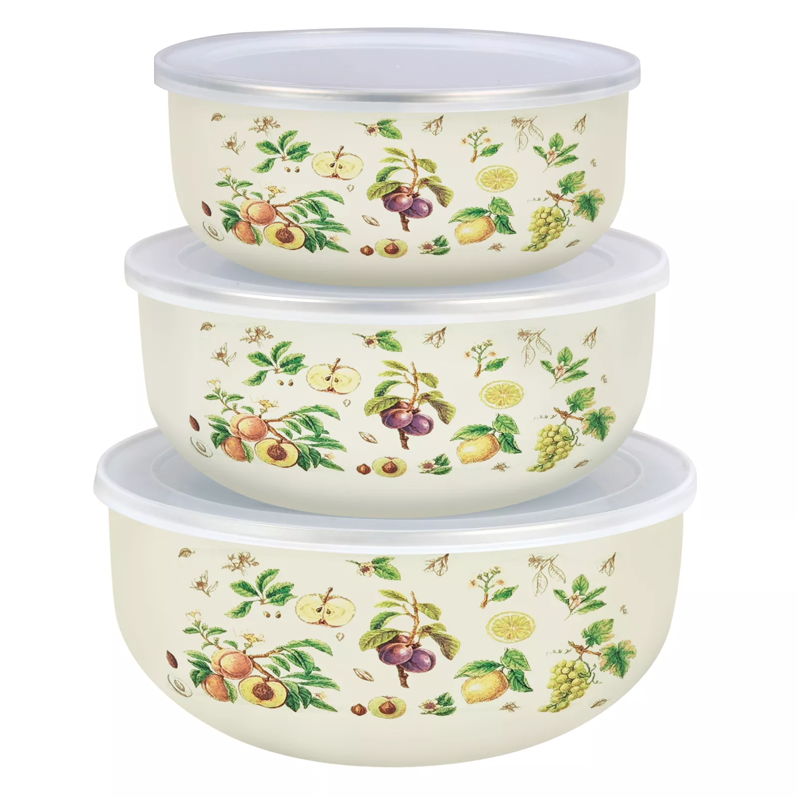 Набор мисок эмал Фруктовый сад ТМ Аппетит 3пр пласт/кр арт.BW01-FG по цене 