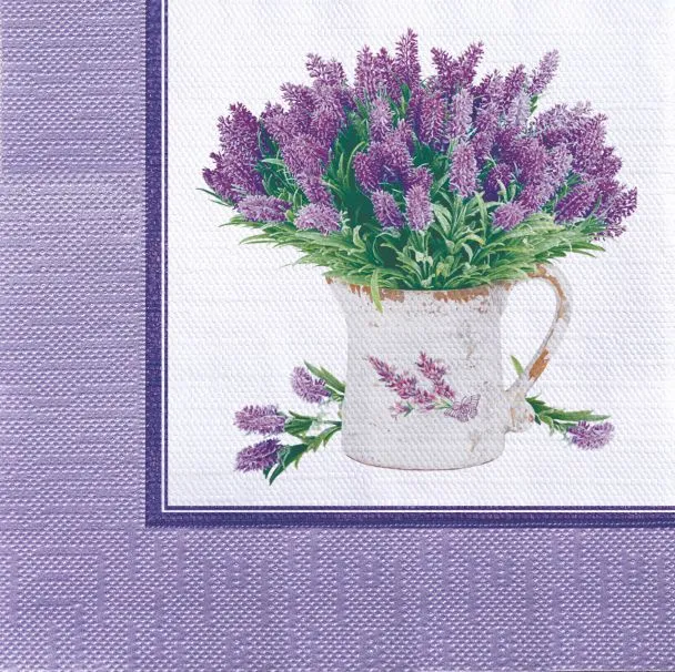 Салфетки бумажные Букет лаванды 33х33см 3-х слойные 20л арт.25568 по цене 