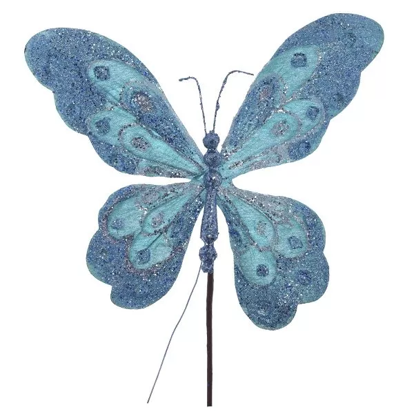 Изделие декоративное Бабочка блестящая, синяя 18х2х27см по цене 