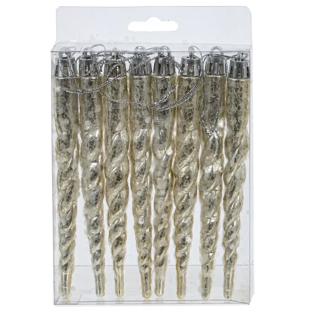 Украшение новогоднее Сосулька набор из 8-ми шт 10х1,5х15см арт.807902 по цене 