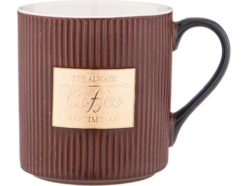 Кружка Лефард кофейного цвета с золотой деталью 400мл, фарфор арт.756-414 по цене 