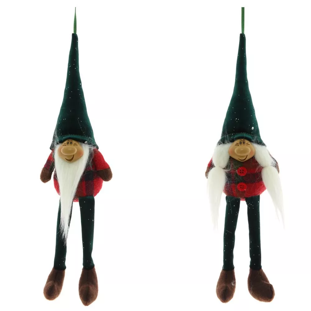 Игрушка подвесная набивная Гном в зеленом колпаке 7х7х30см арт.755116 по цене 