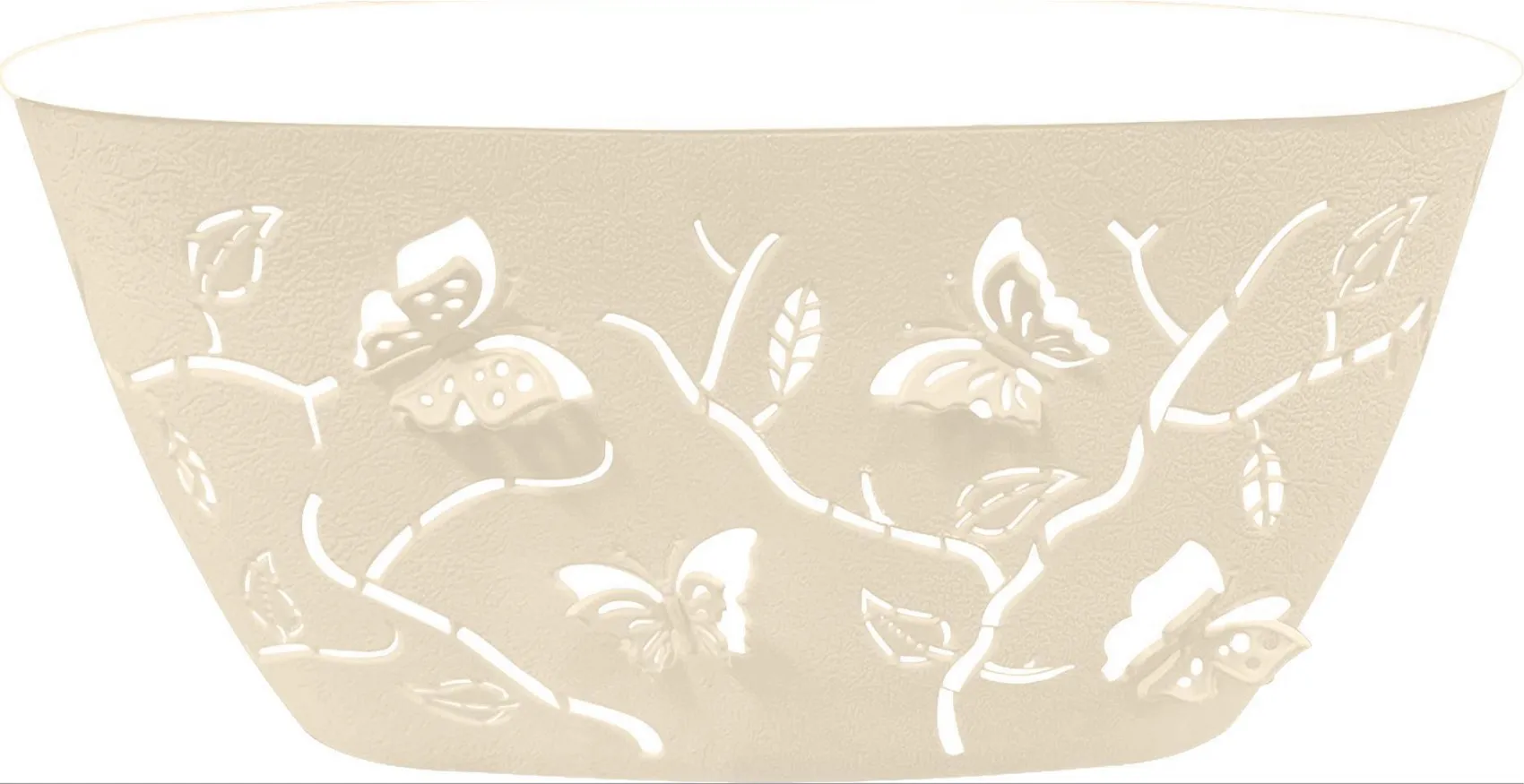 Горшок Пласт Тайм Бабочки 4л 30х15см овальный молочный туман по цене 