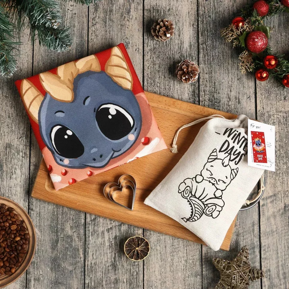 Набор в мешочке Этель Зимние дни: полотенце 40х73см, формочки для запекания 3шт арт.9728375 по цене 