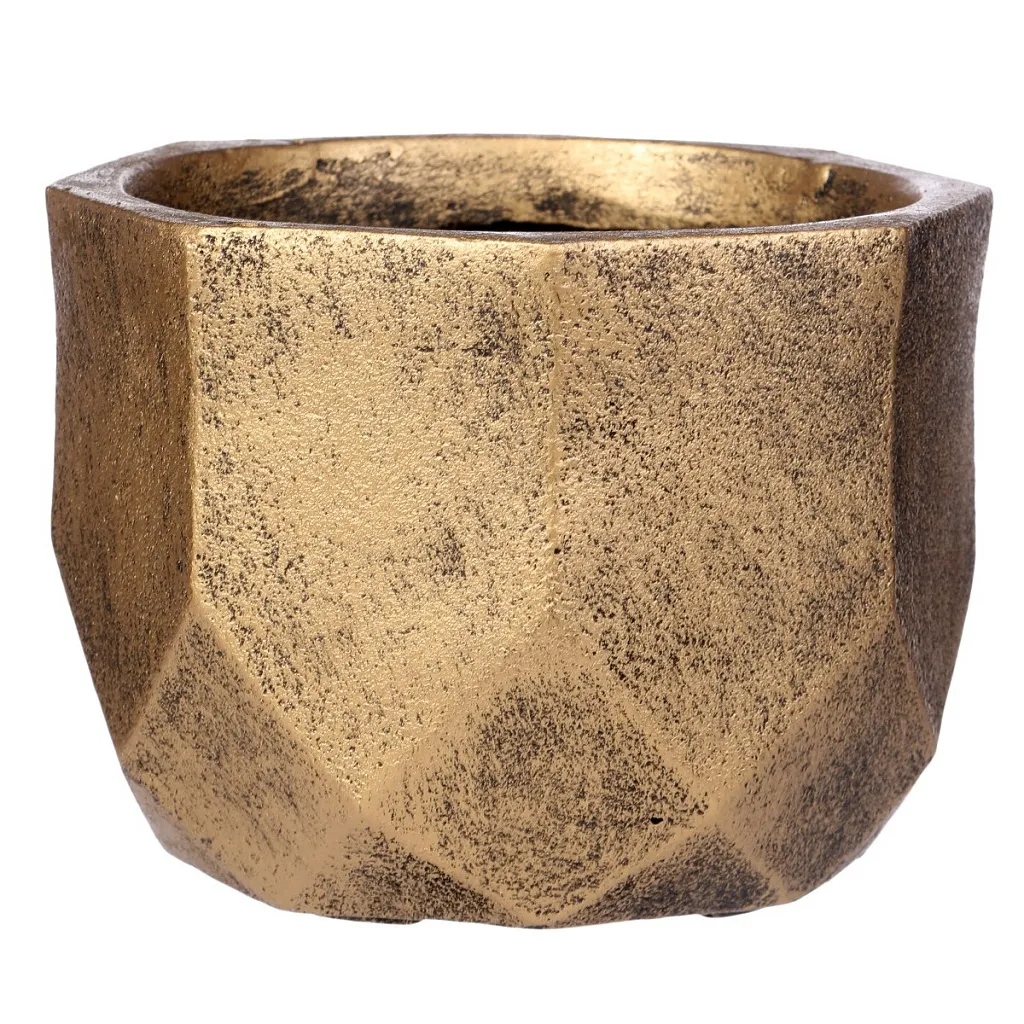 Кашпо Геометри золото 15л 30х22см, файберстоун арт.DROUND30-GLD по цене 