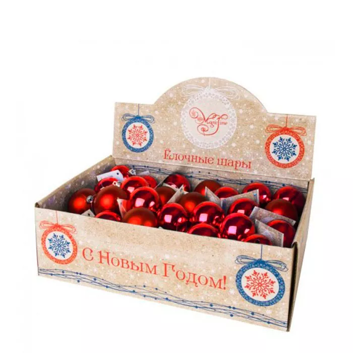 Украшение новогоднее подвесное шар красный, D5 см по цене 