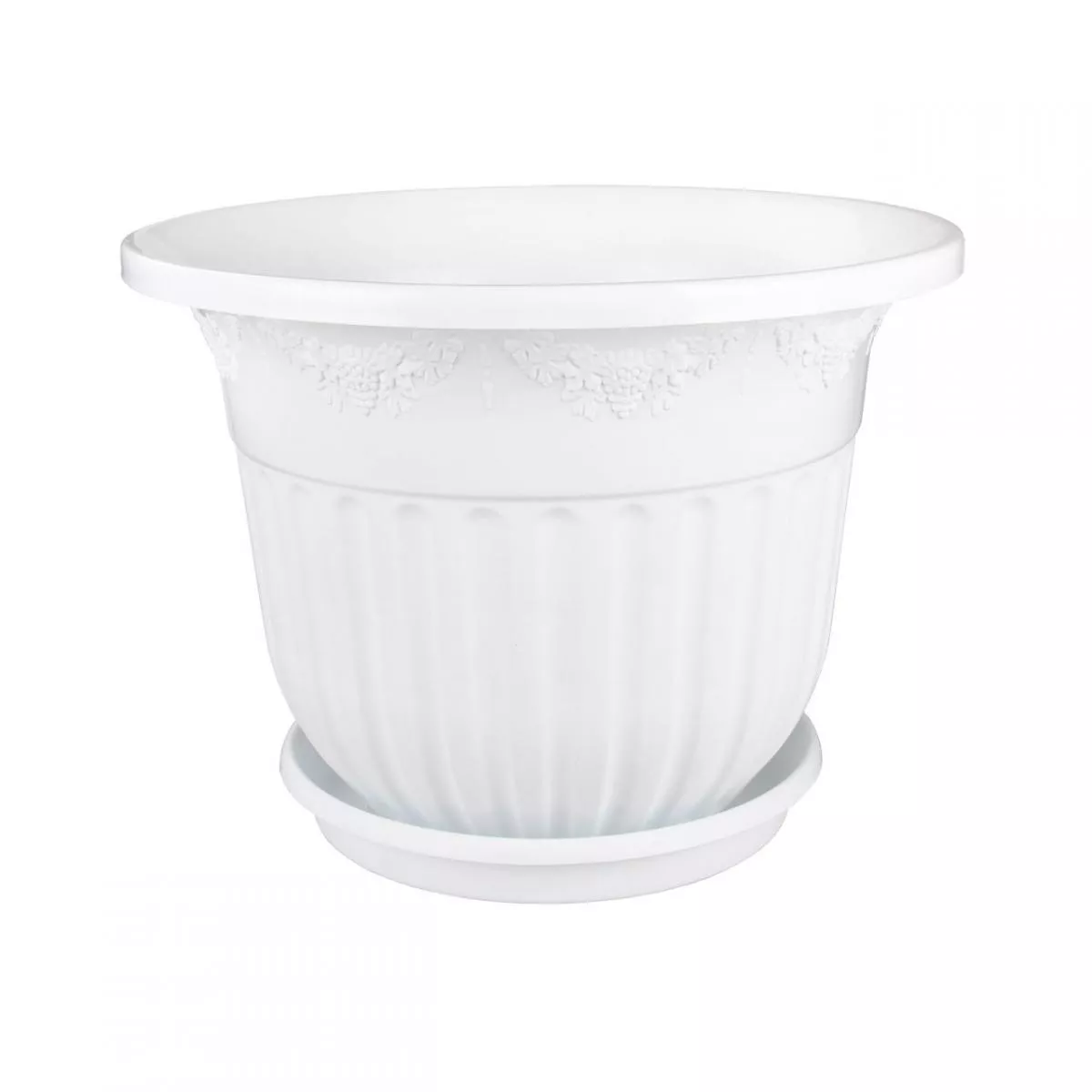 Кашпо АЛЬТЕРНАТИВА Лозанна с поддоном пластик d-41см h-30,5см V-17л белый по цене 