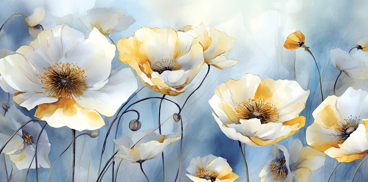 Картина - репродукция Голубые цветы 50х100см арт.8Л4026 по цене 