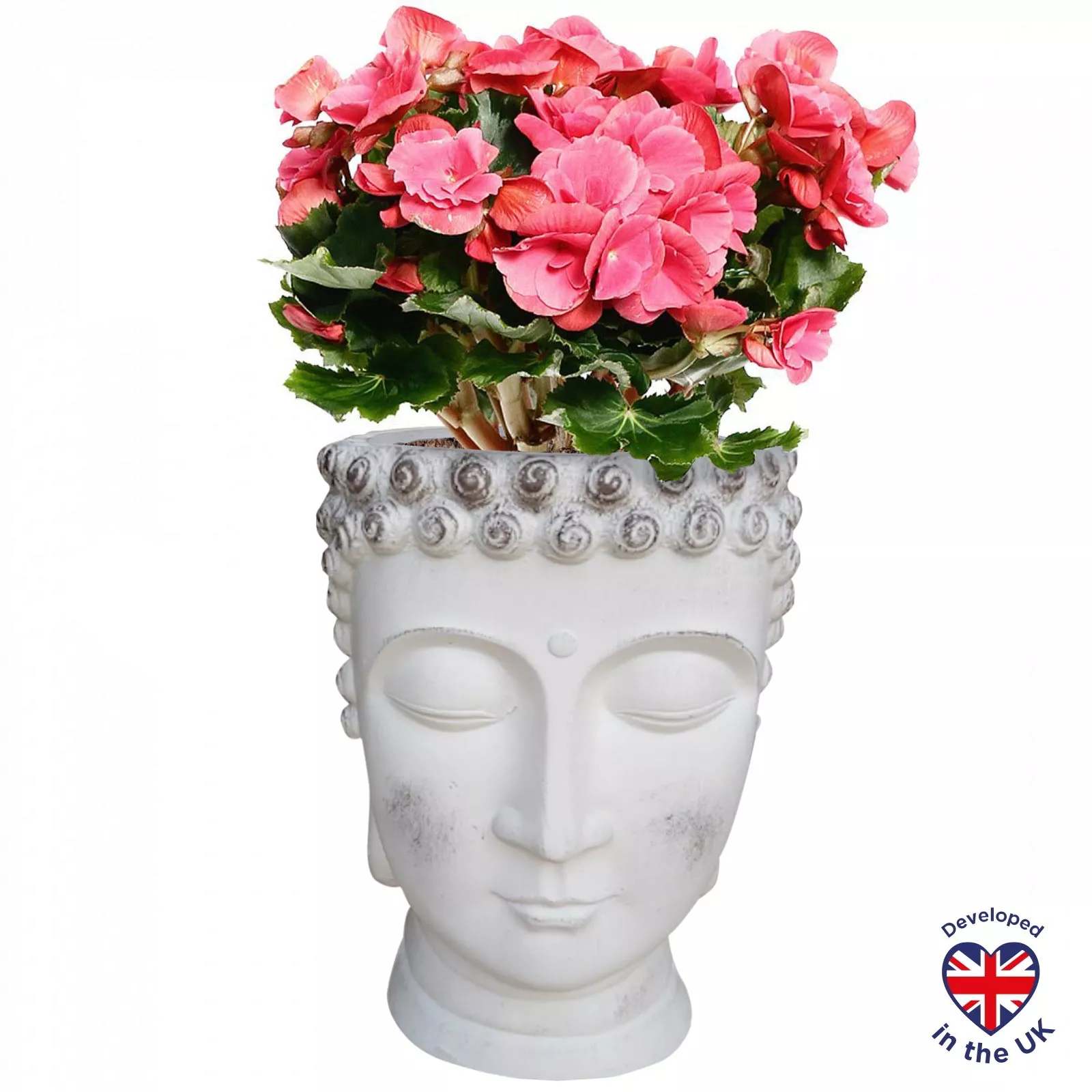 Кашпо Голова Будды 2,6л файберстоун, белое 19х18х24см арт.BUD-FP-AW-19 по цене 