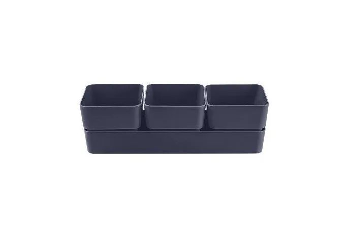 Кашпо Фиори Трио 0,45л 3шт антрацит, пластик арт.КШ-0525 по цене 