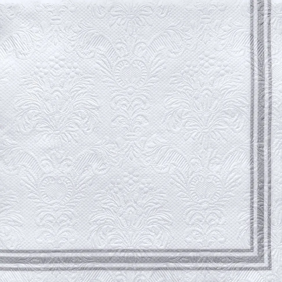 Салфетки бумажные Барокко Рамка Серебряная 33х33см 3-х слойные 16л арт.57035 по цене 