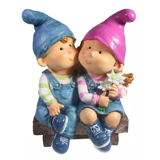 Фигура декоративная садовая Пара гномиков на лавочке полистоун 14х20х26см по цене 