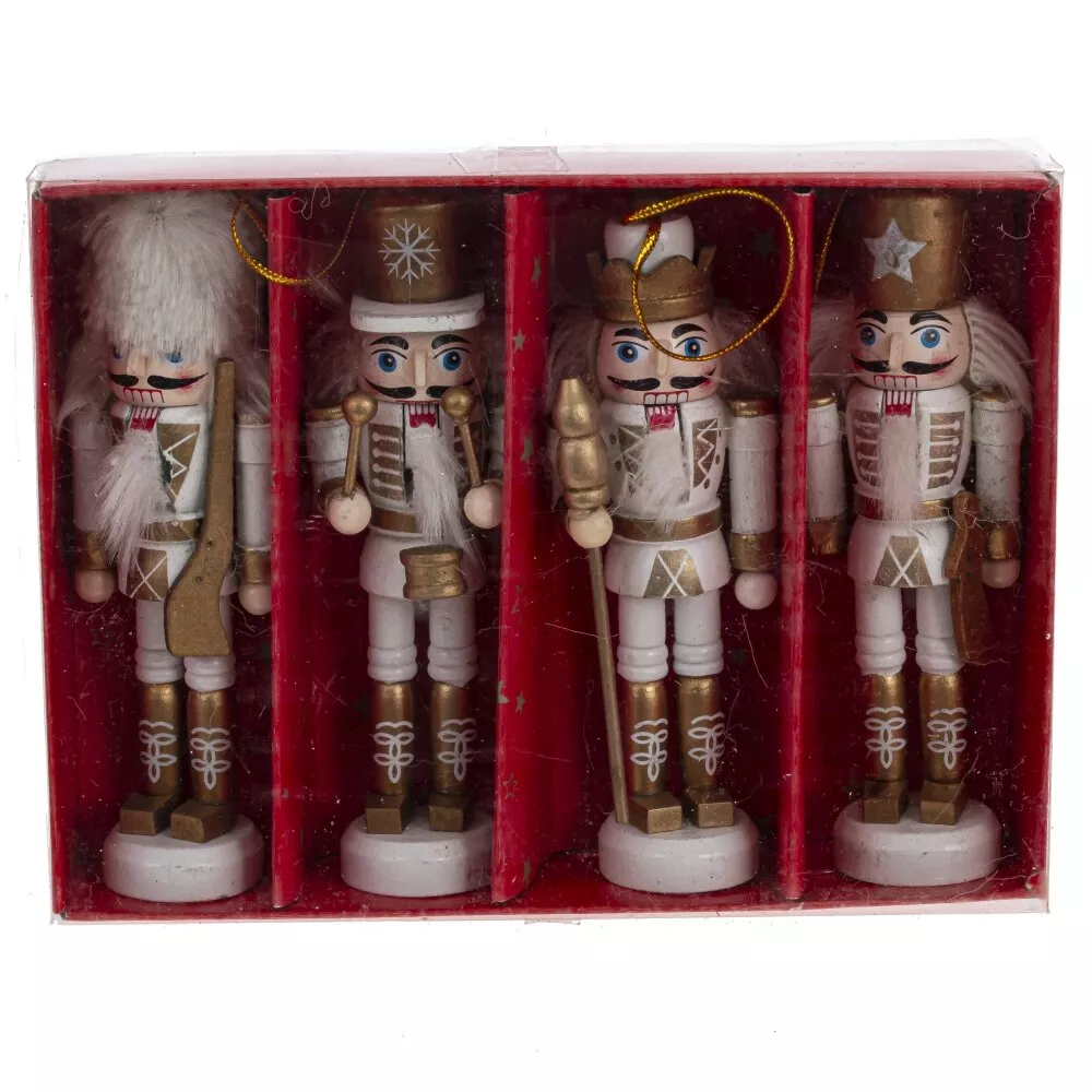 Изделие декоративное подвесное Щелкунчик набор из 4-х шт 4х3х12,5см дерево, текстильные материалы ар по цене 