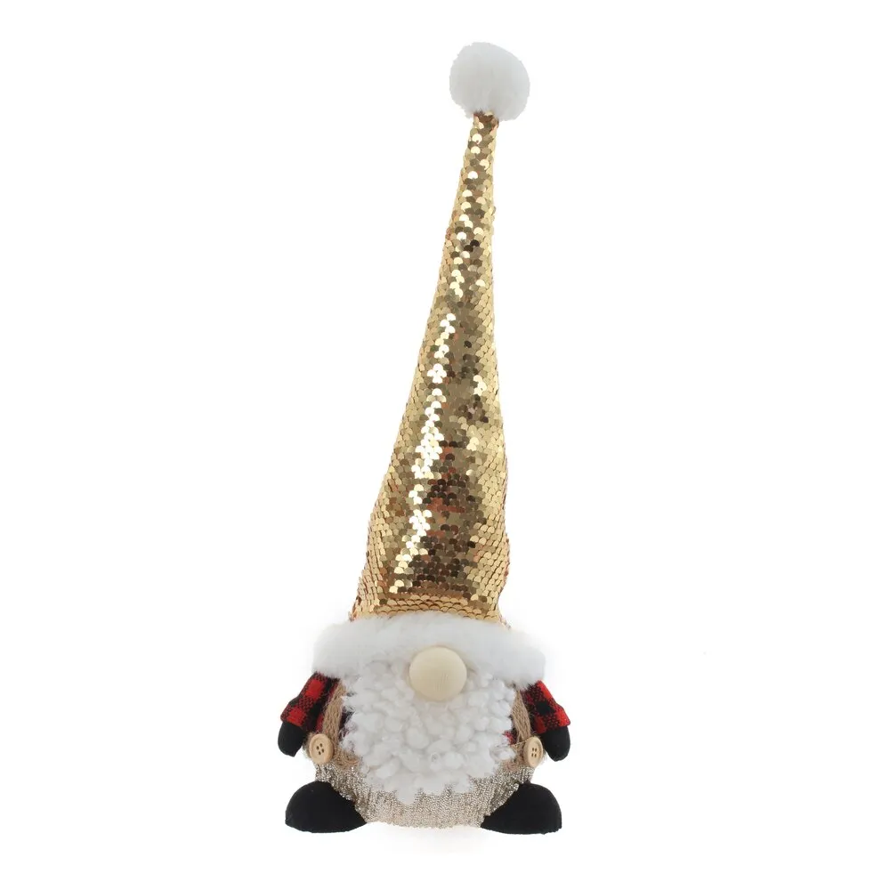 Игрушка набивная Гном в золотом колпачке 17х15х13см по цене 