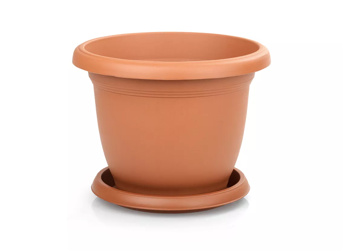 Горшок с поддоном Серинова Вилла 22л пластик терракотовый по цене 