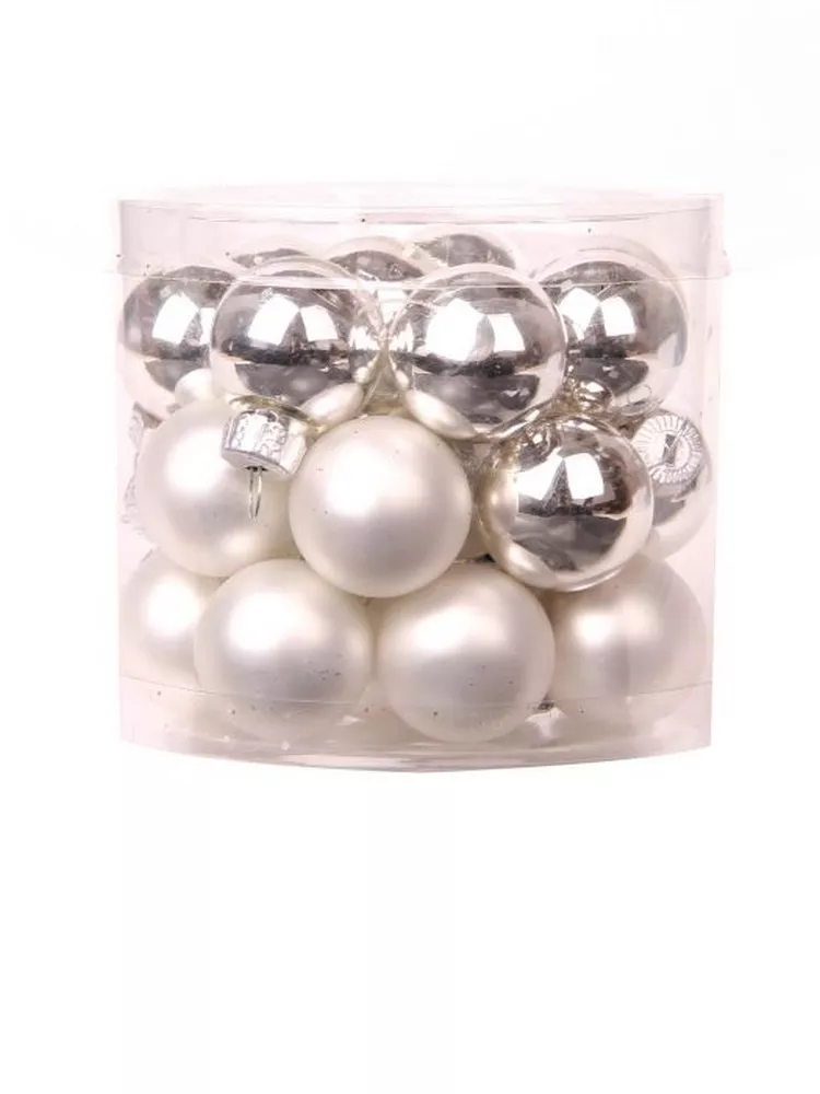 Украшение новогоднее Шар Серебряные шарики набор из 24шт 2,5х2,5х2,5см стекло арт.89652 по цене 