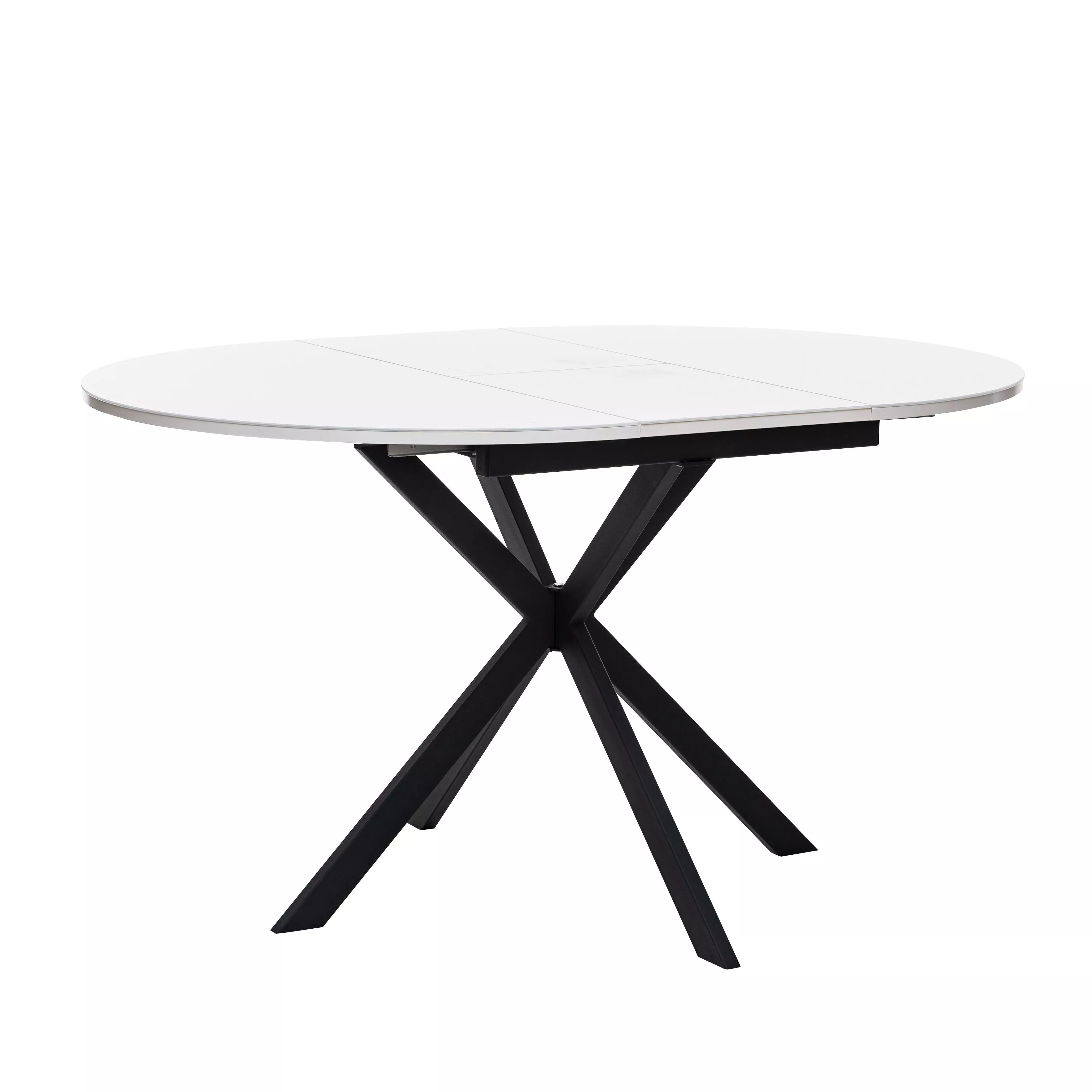 Стол обеденный Лесет Капри, раздвижной со стеклом, белый/черный 75,5х100(130)х100см по цене 