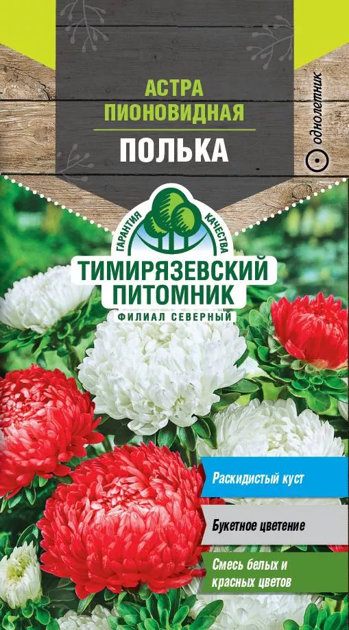 Семена Tim/цветы астра пионовидная Полька 0,3г  