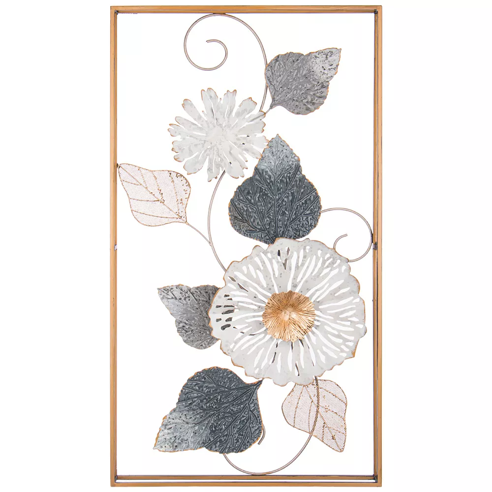 Панно настенное Цветочная Симфония металл  белый 50,2х90,8х5,7см по цене 
