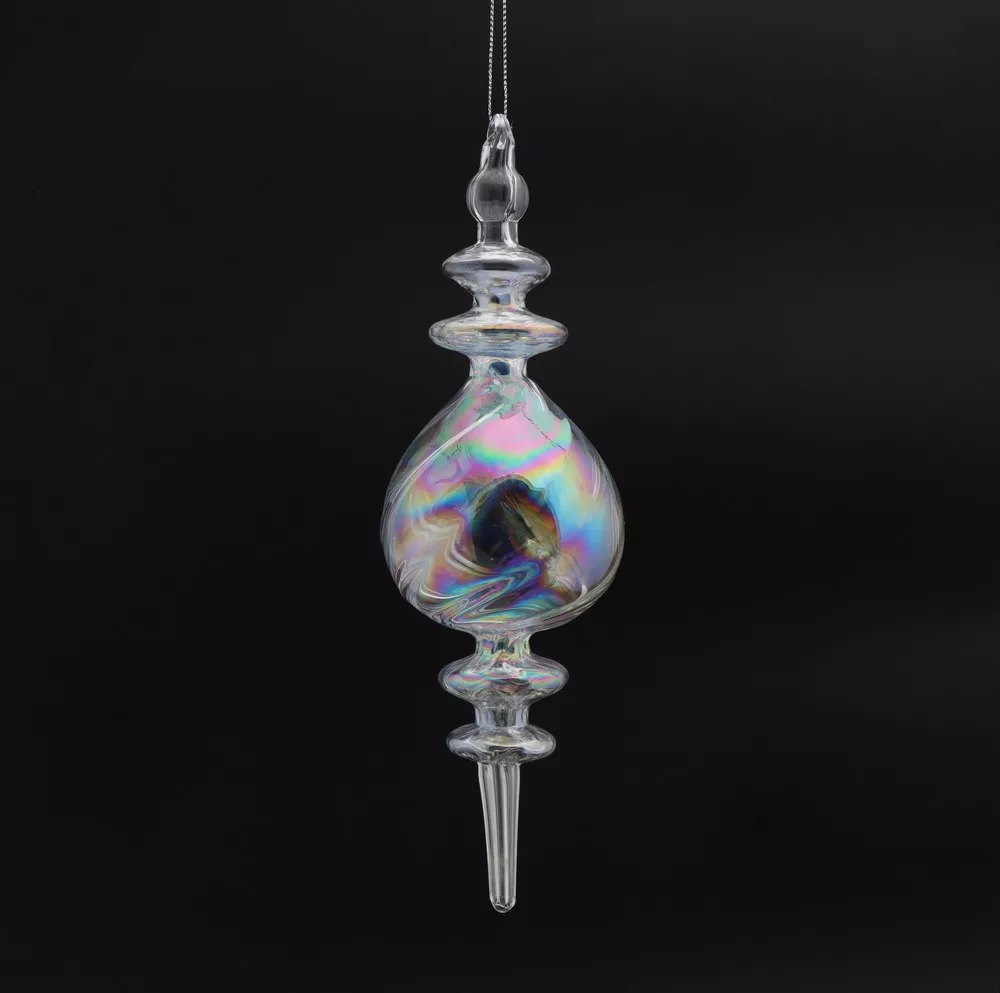 Украшение новогоднее подвесное Капля 6,5х16х6,5см стекло арт.90839 по цене 