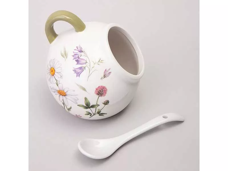 Солонка с ложкой Агнесс История цветов 170мл, керамика арт.358-2183 по цене 