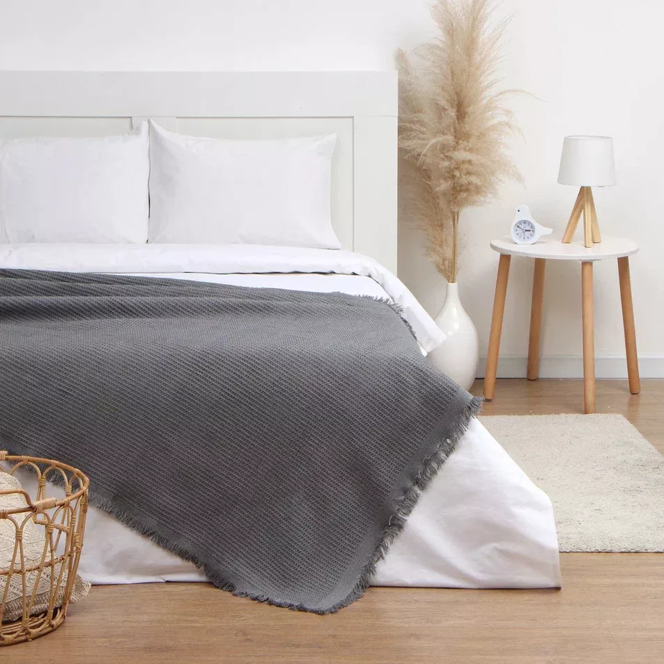 Плед Этель Вафельный 130х180см, темно-серый арт.10285434 по цене 