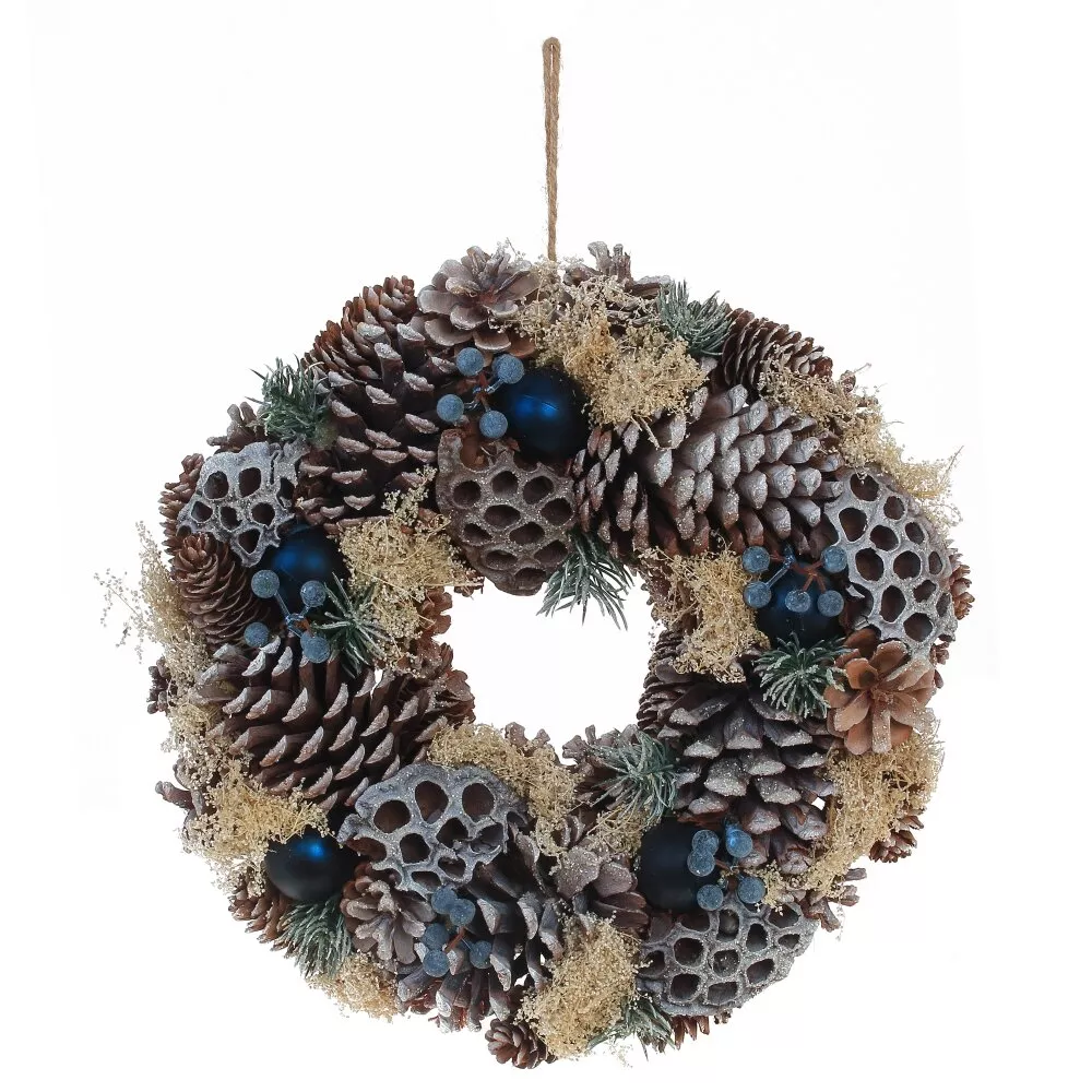 Изделие декоративное Венок шишки светлый 35х9,5х35см по цене 