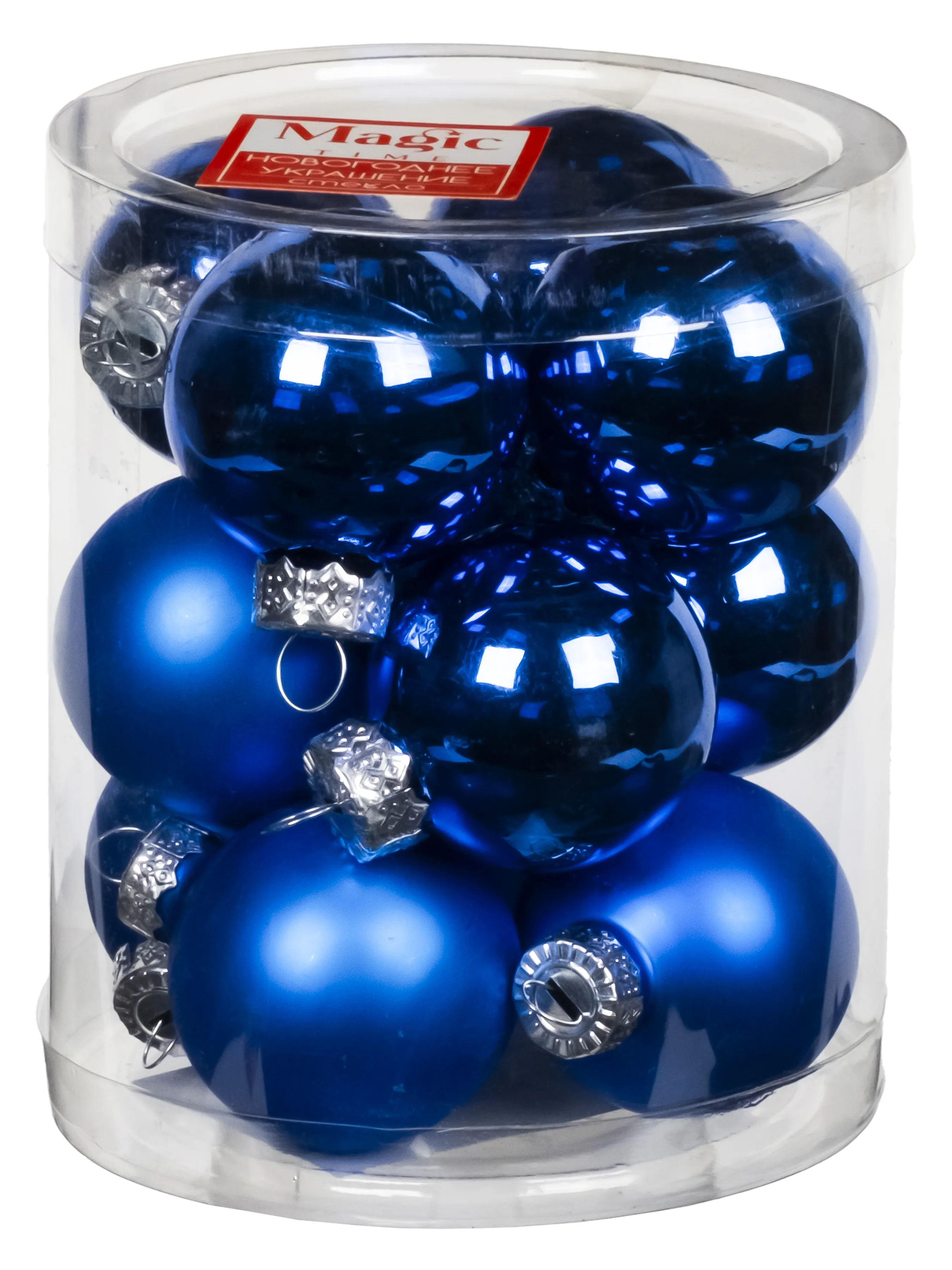 Украшение новогоднее Шар синий набор 12шт 4x4x4см, стекло арт.92667 по цене 