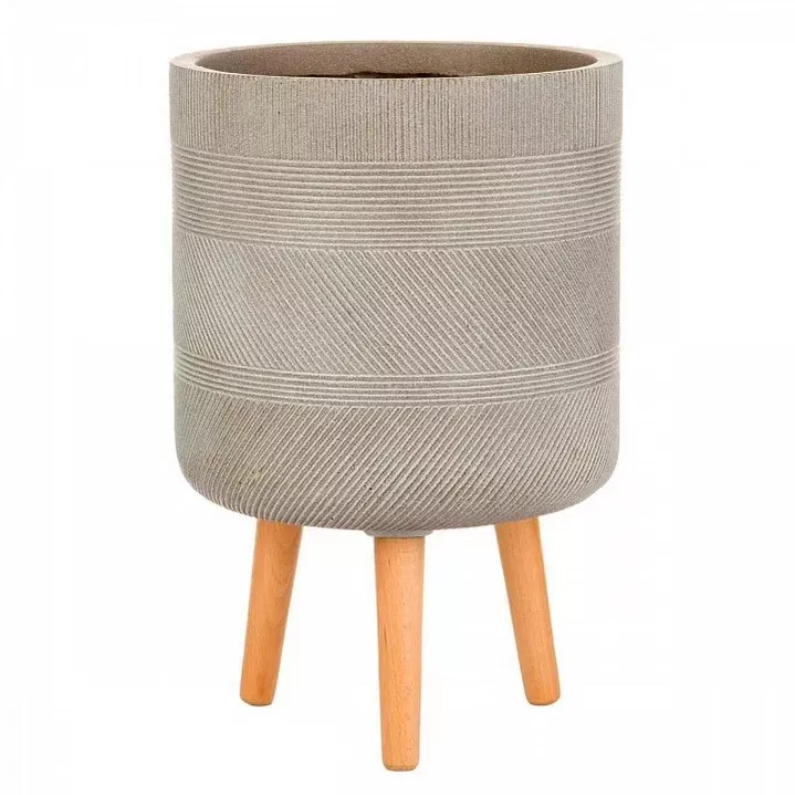 Кашпо с подставко Страйп Круглое 8,7л 24х40см, файберстоун арт.WSTRIP24-T по цене 