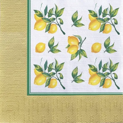 Салфетки бумажные Скатерть с лимонами 33х33см 3-х слойные 20л арт.25248 по цене 
