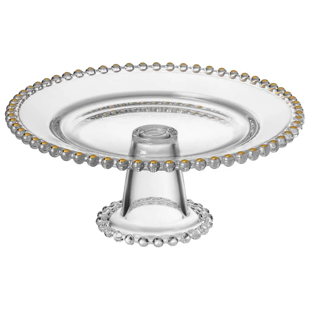 Блюдо сервировочное Золотой шарм на ножке 20x8см, стекло арт.345-503 по цене 