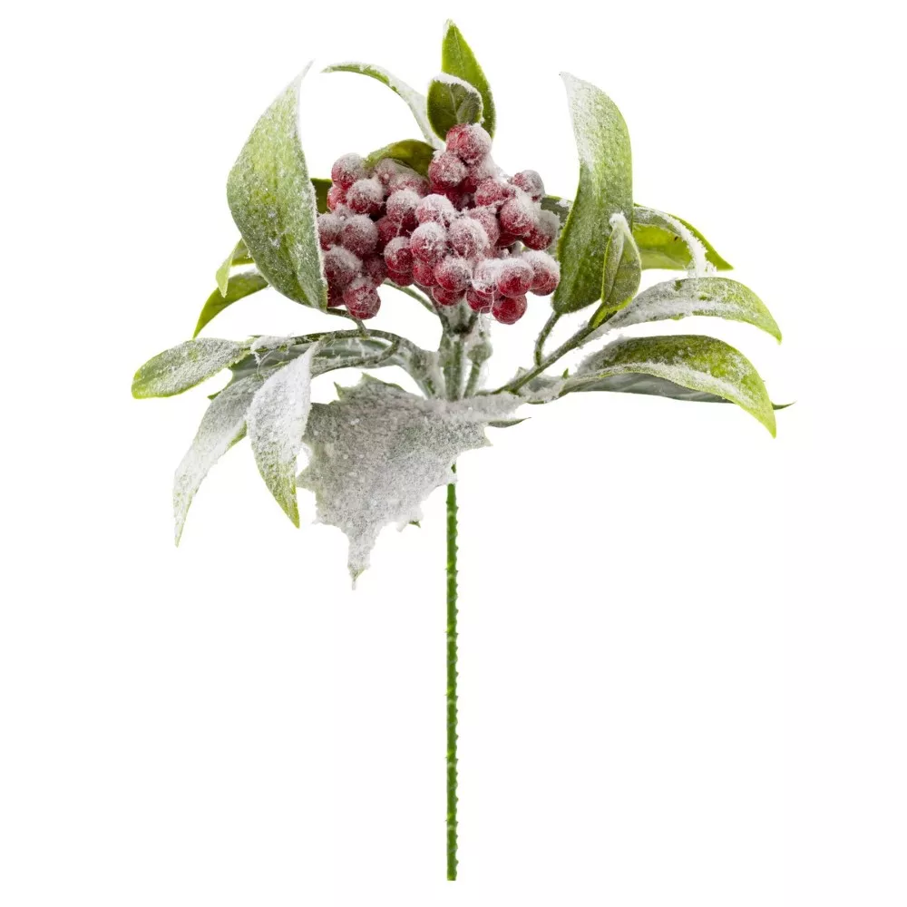 Изделие декоративное Ветка ягодами заснеженная 20см арт.к000026302 по цене 