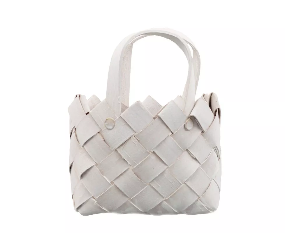 Корзина плетеная Сумка 15x11x17см бамбук, белый арт.к000020244 по цене 