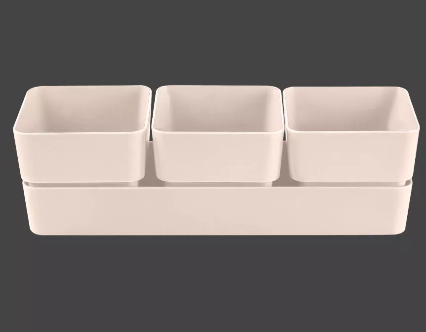 Кашпо Фиори Трио 0,45л 3шт пудровый, пластик арт.КШ-0521 по цене 